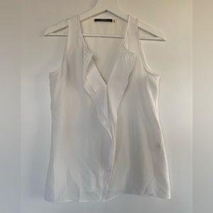 Tahari Ivory Sleeveless Top with Ruffle Front, size S